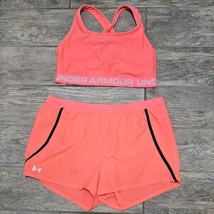 Under Armour Coral Sports Bra and Shorts Set